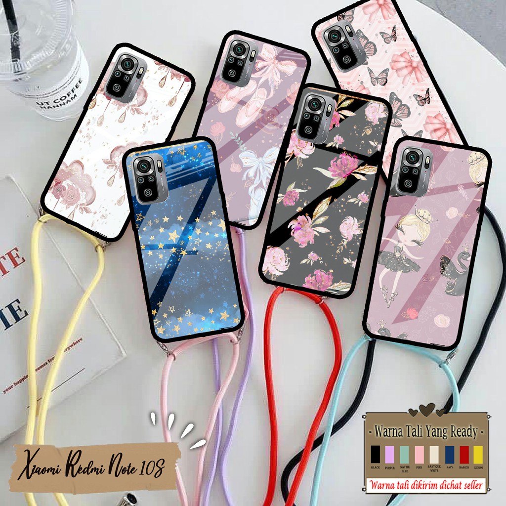 Soft Case Glass Kaca XIAOMI REDMI NOTE 10S Tali kesing kaca Case Glass CASE TALI Case handphone case