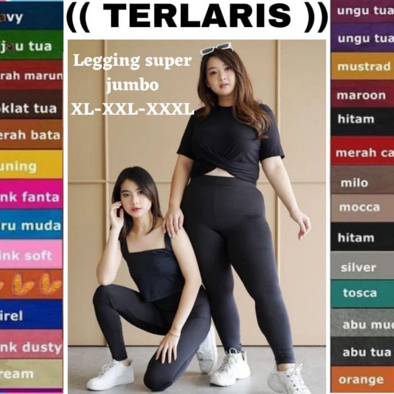 Legging Panjang Spandek Premium Standar dan Jumbo /Legging Bahan Kaos/ Legging Wanita Dewasa