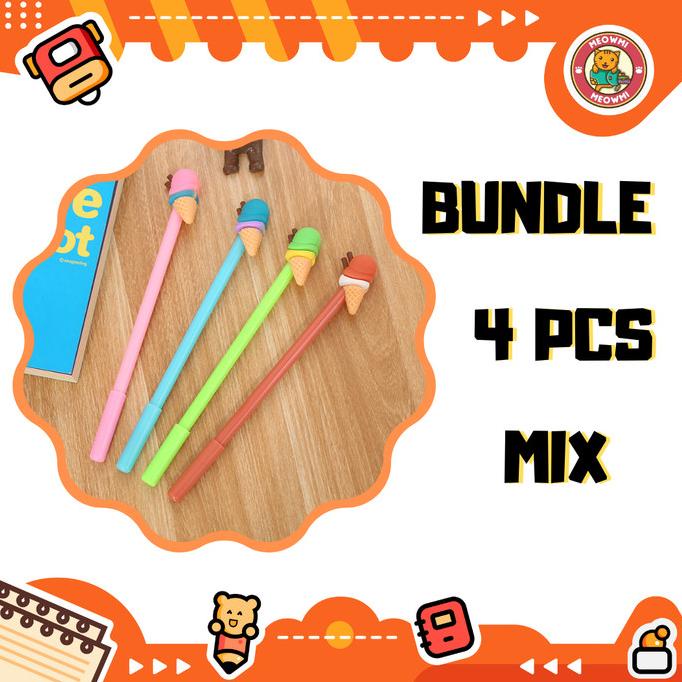 

~~~~~] Pulpen Unik Ice Cream Bundle 4 Pcs Mix Warna PN0293