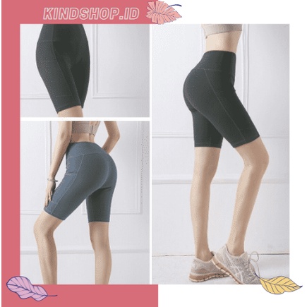 KINDSTORE❤ |  Moonglade Celana Pendek Untuk Yoga Legging Olahraga Wanita Saku Samping