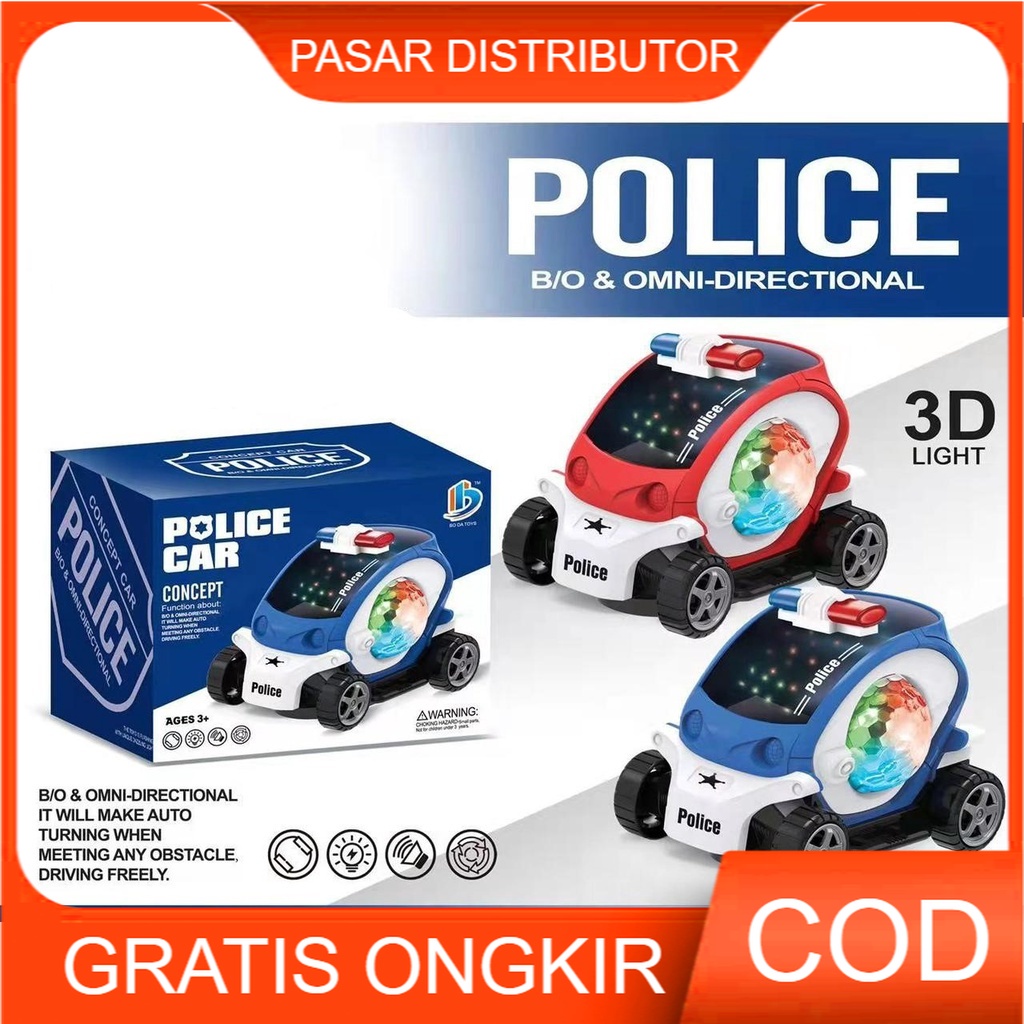 Mainan Anak Police Car Mobil Berlampu Dan Musik Police B/O Directional Mainan Anak