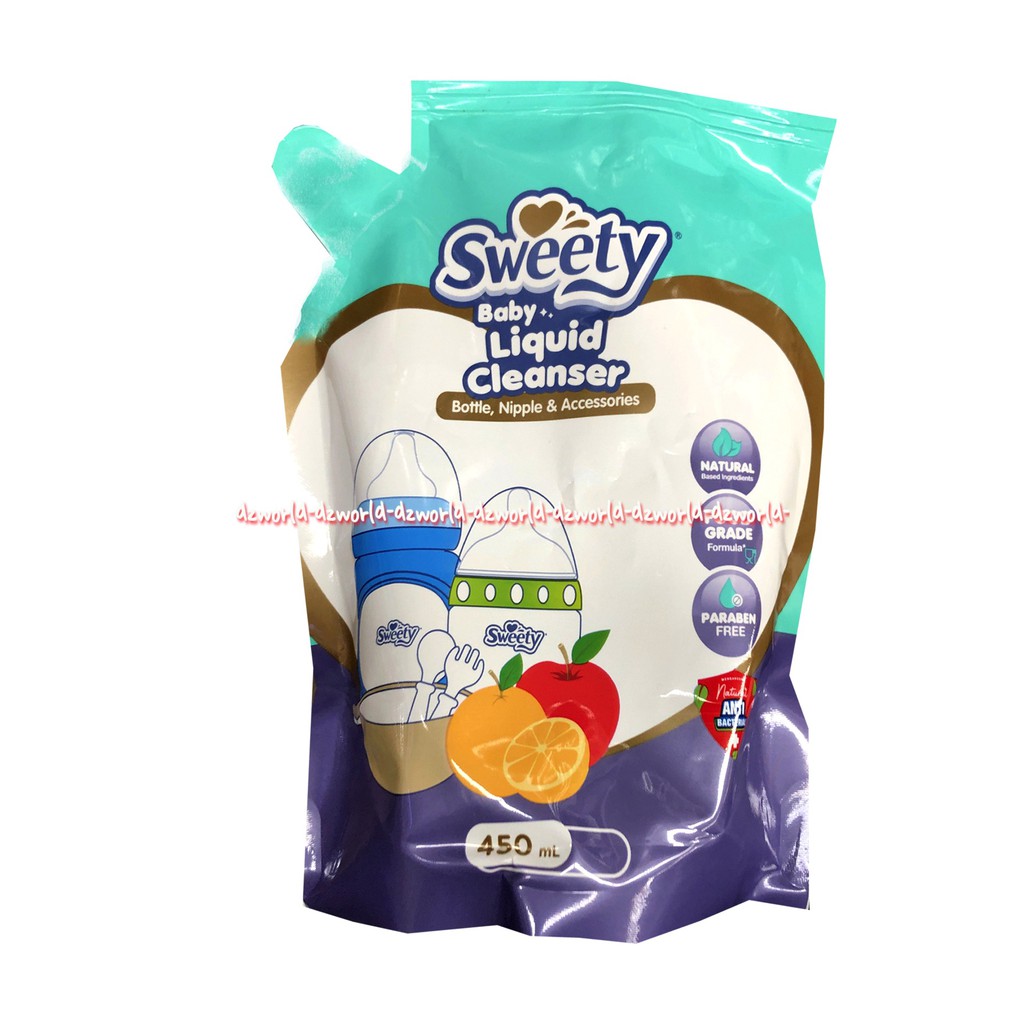 Sweety Baby Liquid Cleanser 450ml Cairan Pembersih Buah-Buahan Botol Susu Sweeti Refill Isi Ulang Pouch