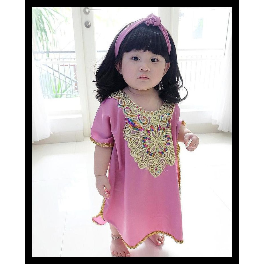 t1id gamis anak kaftan kebaya jilbab instan rubiah baju muslim anak bayi - 0-3 bulan o6up