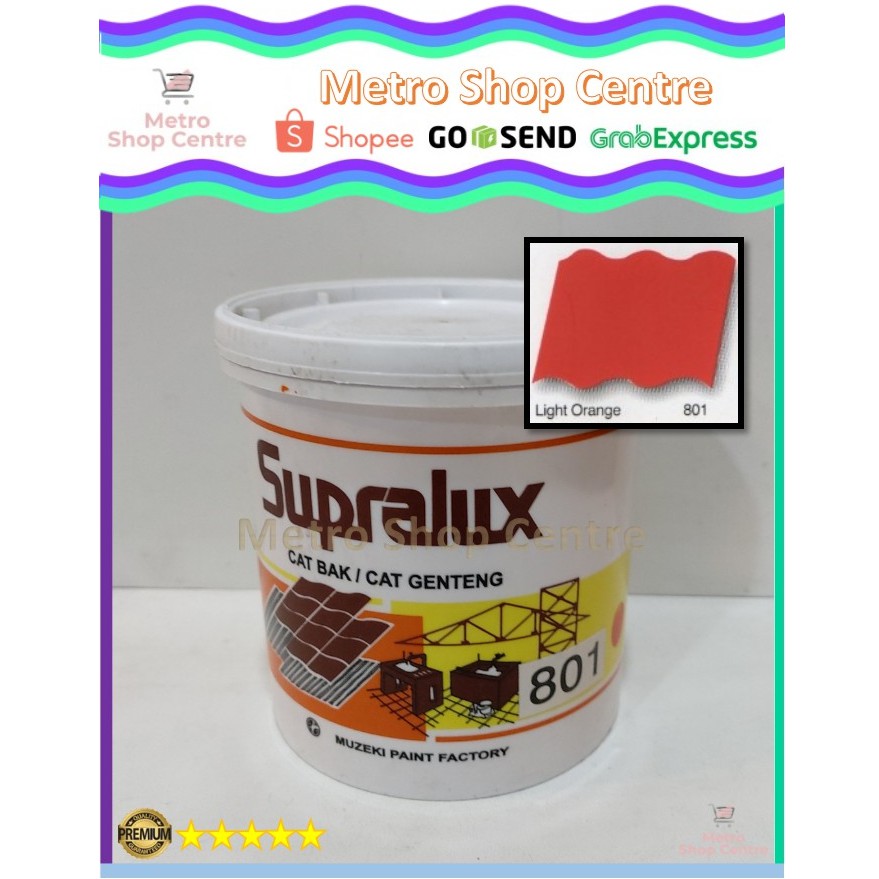 Supralux - Cat Bak / Genteng / Kolam No.801 (Light Orange) / Orange / Oranye 1 Kg (Kaleng)