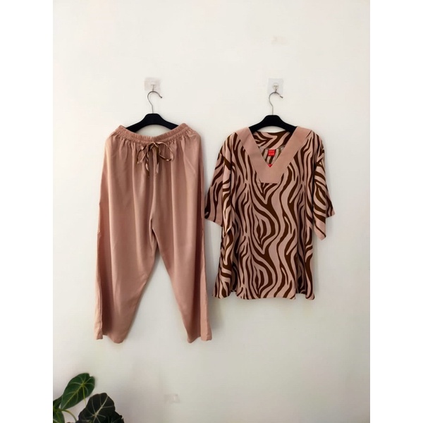 STELAN ANDIN ZEBRA KOMBINASI(COD)/STELAN WANITA/ONE SET TERBARU/ONE SET VIRAL/STELAN KEKINIAN