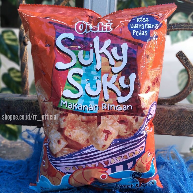 

Cemilan Oishi Suky Suky Udang Manis Pedas Snack Ringan Renyah Gurih Kriuk 65gr