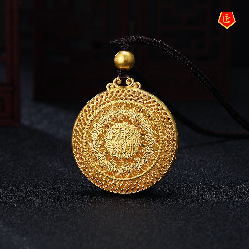 [Ready Stock]Amitabha Necklace Gold Compass Pendant for Men and Women