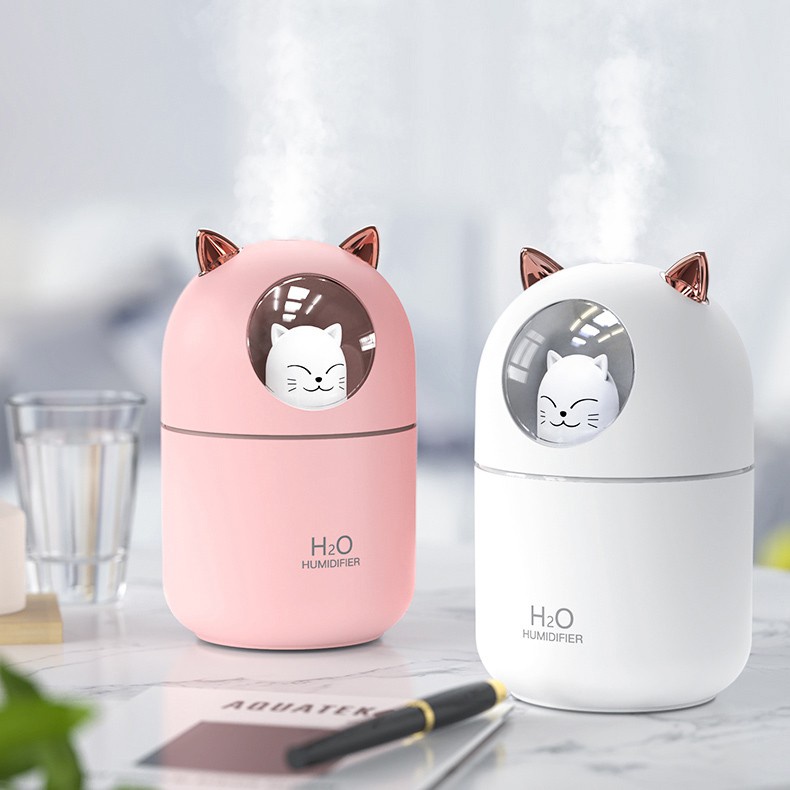 Humidifier H2O Kucing Ultrasonic Cool Mist USB Air Diffuser Aroma Theraphy / Humidifier MengMao H2O A205 Pelembab Udara Aromatherapy Oil Diffuser Cute Cat