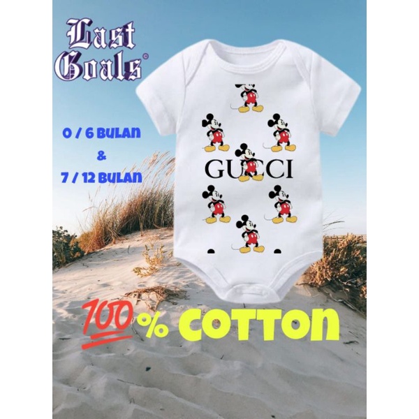Baju bayi GUCCI MICKEY MOUSE / kaos bayi distro / jumpsuit / jumper bayi / jumsuit bayi / bodysuit b