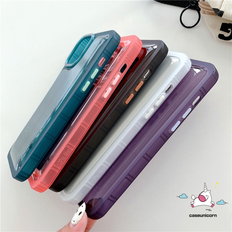 Soft Case TPU Shockproof Untuk IPhone 14 13 12 11 Pro MAX X XR XS MAX 8 7 14 Plus Color Button Shock-Absorbing Clear Shockproof Soft TPU Back Cover