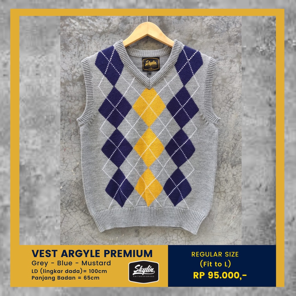 Vest Argyle Wool Premium