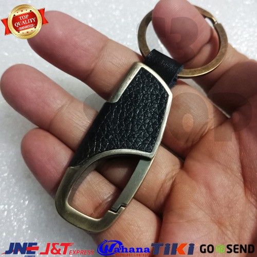 Gantungan Kunci Metal Leather Carabiner Keychain Premium