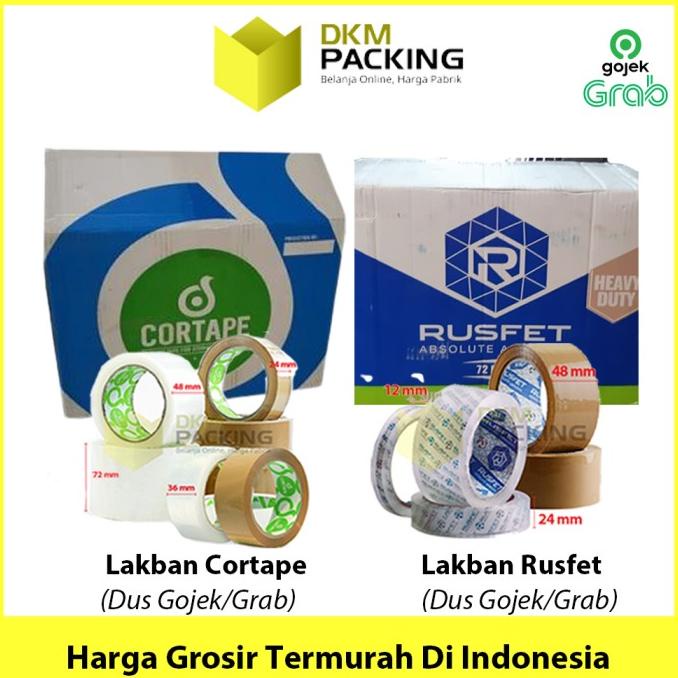 

Lakban Isolasi RUSFET CORTAPE VARIAN Solatip OPP Tape GOJEK/GRAB /DUS - Cokelat, Cortape 45mmX90