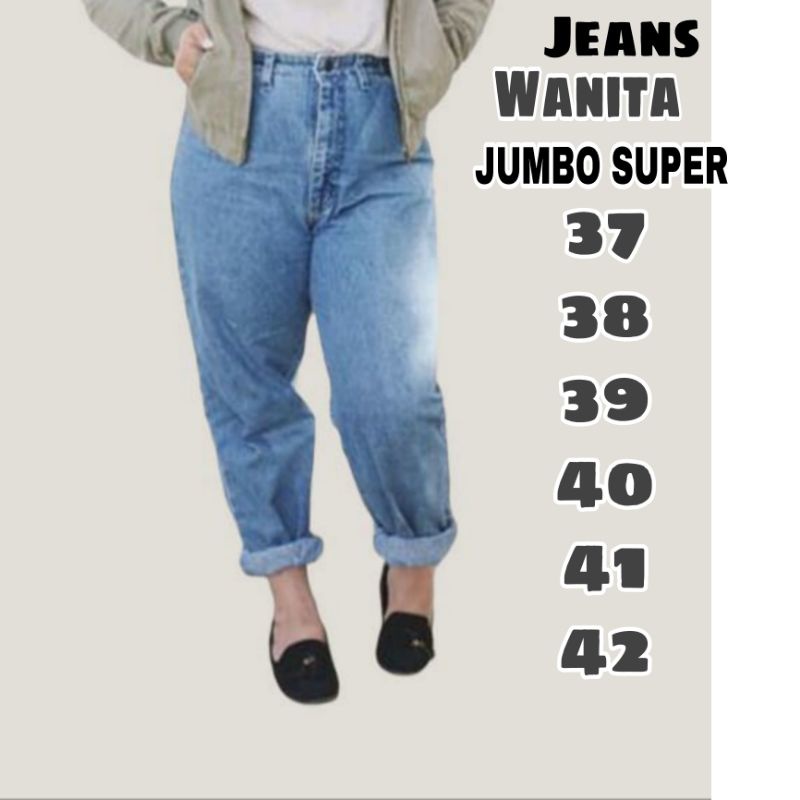 Celana Jumbo Wanita Boyfriend Mom Big size Wanita Jeans Panjang Jumbo Wanita / Celana Big Size Wanit