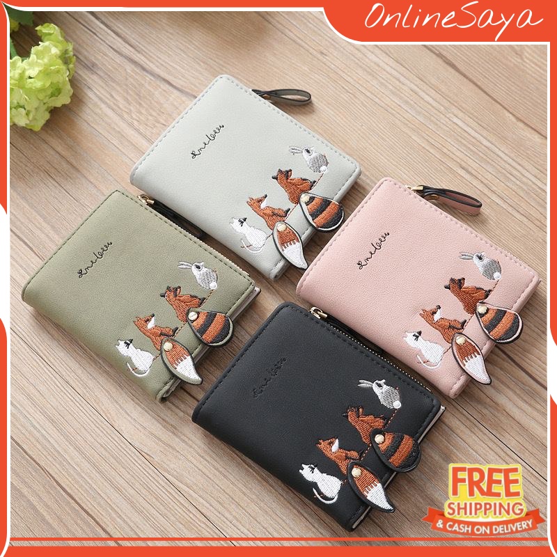 DOMPET WANITA LIPAT C182-6 KULIT IMPORT KOREA MURAH MOTIF TUPAI IMUT WALLET PREMIUM BRAND