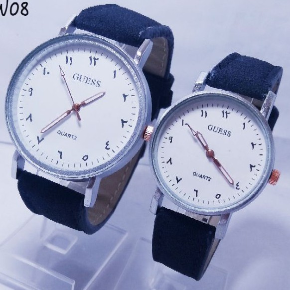 Jam Tangan Angka Arab Tali Kulit Pasangan