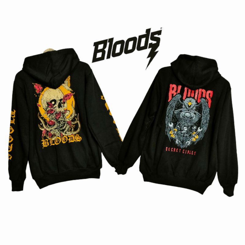 Jaket Switer Hoodie Pria/ Zipper Bloods Metal Skull Hardcore