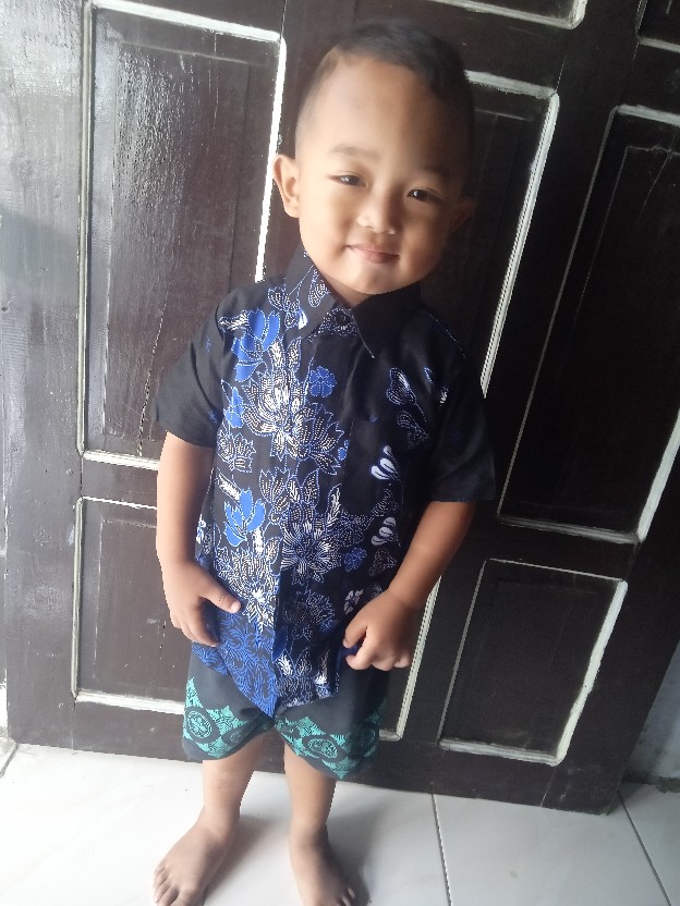 Baju Couple Batik Keluarga Seragam Kondangan Anak Motif Sakura Biru