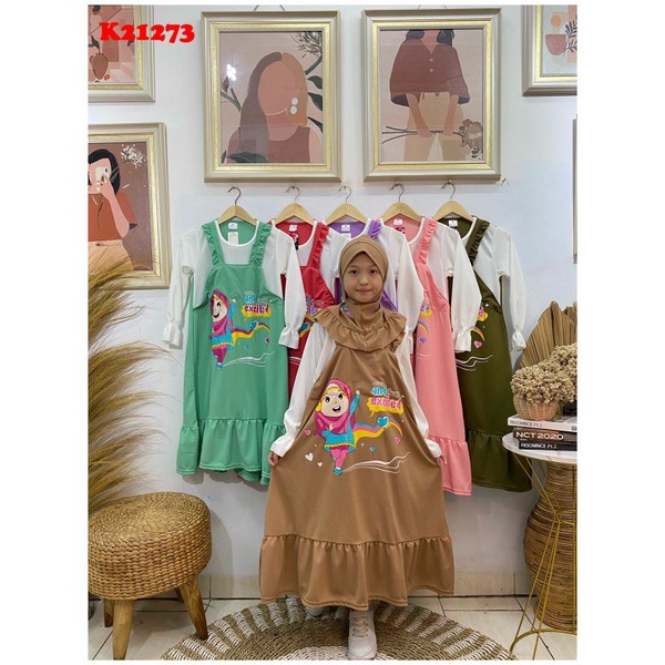 set gamis jilbab anak / gamis voxy anak