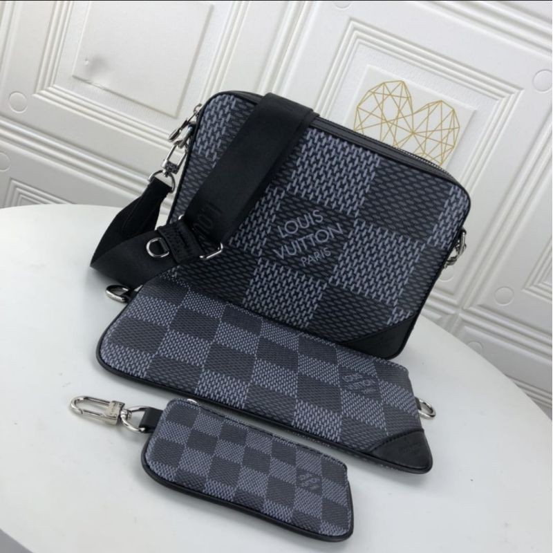 TAS SELEMPANG PRIA LV LOUIS VUITTON GRAFHITE HITAM PREMIUM PRIA/ WANITA MIRROR