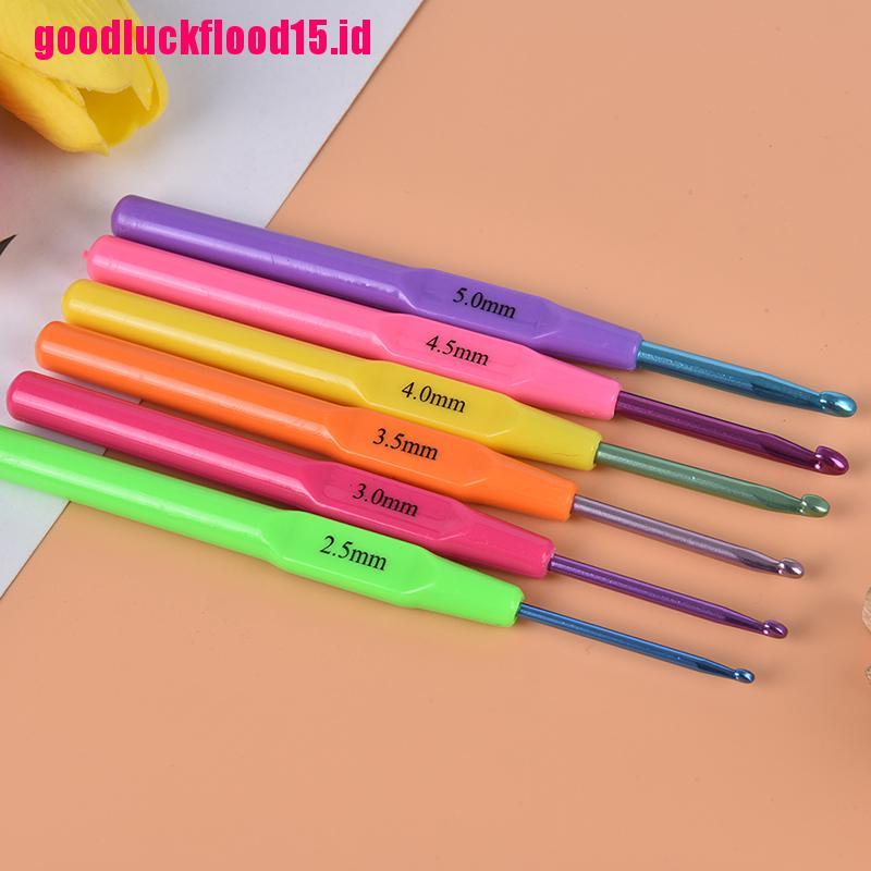 {LUCKID}6pcs/set Multifunctional Plastic Handle Aluminum Crochet Hooks Knit Needle