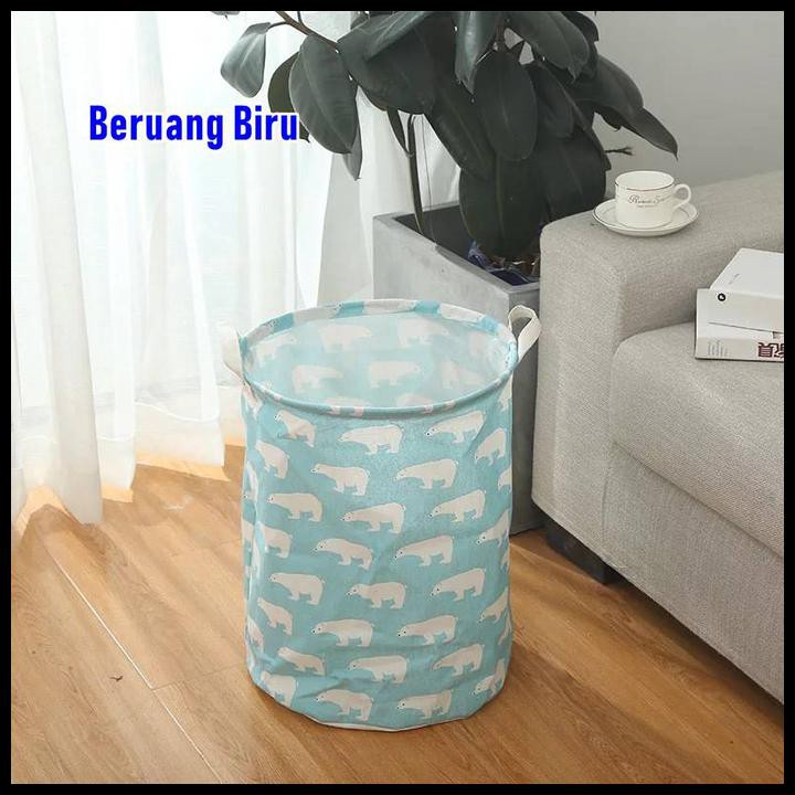 SAXY KB004 - LAUNDRY BAG /KERANJANG BAJU MULTI FUNGSI UKURAN M (35 X 45 CM) - BERUANG BIRU MGM5