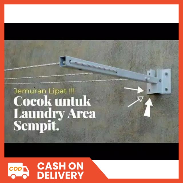 Jemuran Dinding Lipat Bonus Tali Tambang 4 Baris