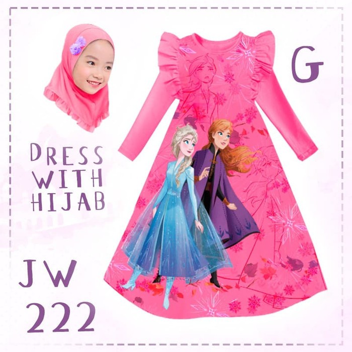 Setelan Anak Perempuan Elsa Frozen  Baju Muslim Anak Kualitas Import Murah GR