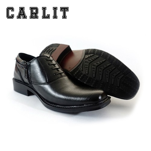 Sepatu Pantofel PDH 02 Resleting Merk CARLIT Berkualitas Bahan Kulit Sintetis Cocok Untuk Kerja