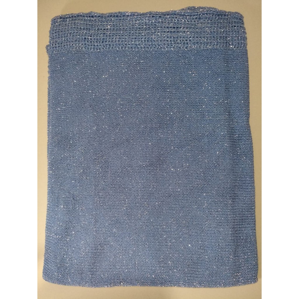 PASHMINA RAJUT GLITTER TERLARIS BAHAN BERKUALITAS HIJAB JILBAB PENGANTIN WISUDA WEDDING-BIRU PASTEL