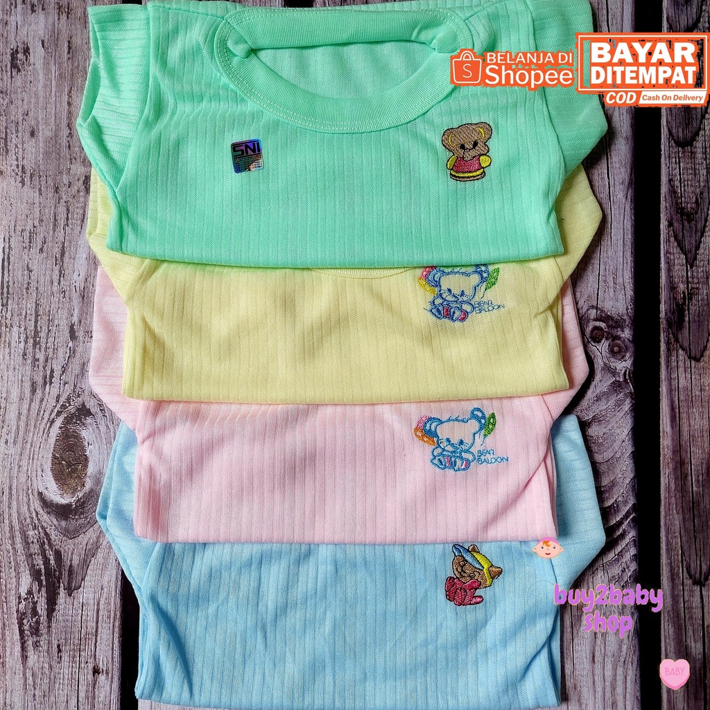 Kaos oblong bayi murah kualitas baik Meyga warna usia 6-12 Bulan isi 4 PCS