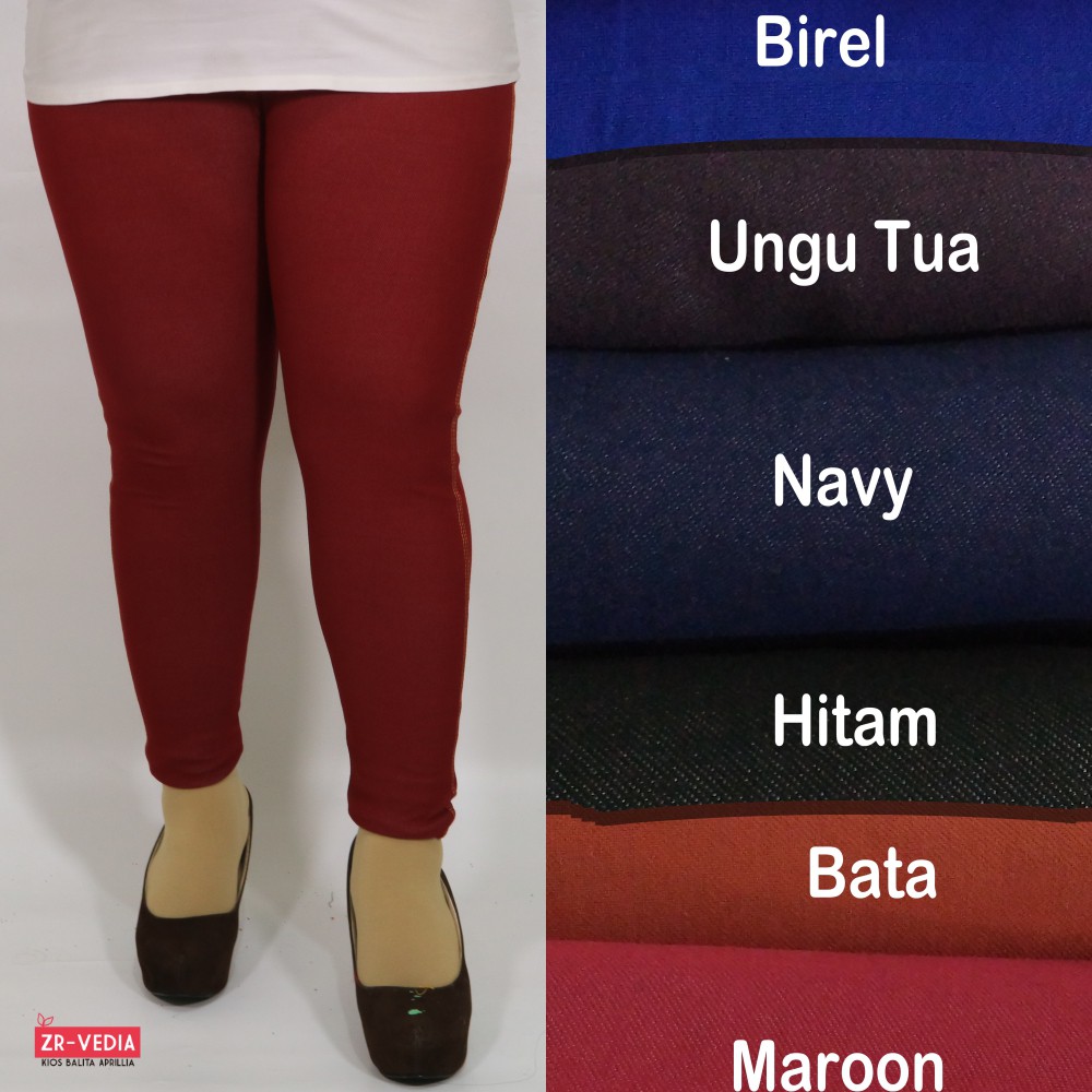 Jegging Jeans JUMBO Tanpa Kantong / fit to XXL Stretch Legging Big Size Celana Panjang Polos Wanita