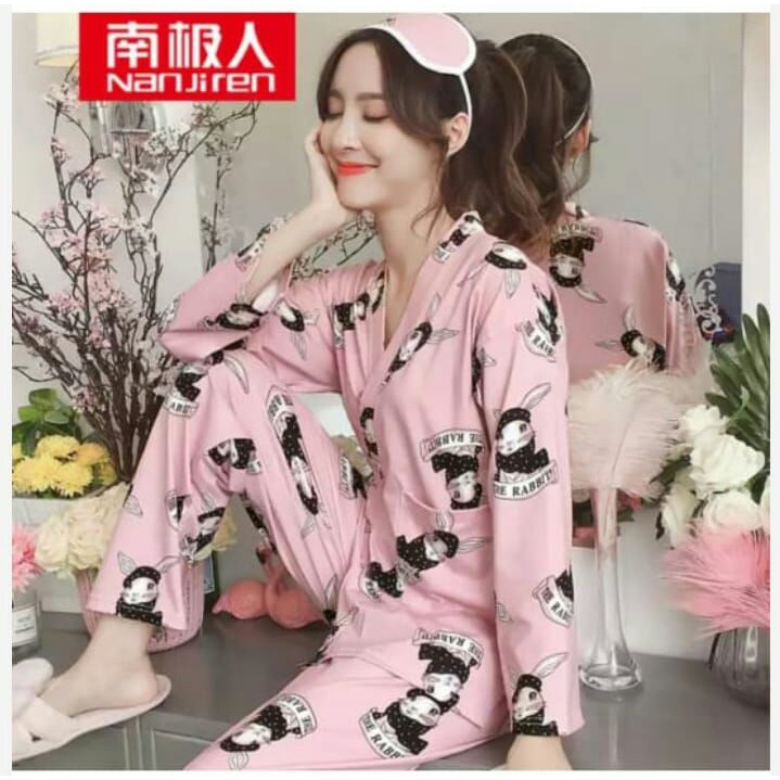 Kimono import / baju tidur wanita / celana panjang / kimono import bahan katun