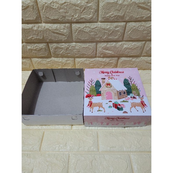 

box dus kue tema natal kotak 22x22x8cm / kardus cake christmas xmas 5pc
