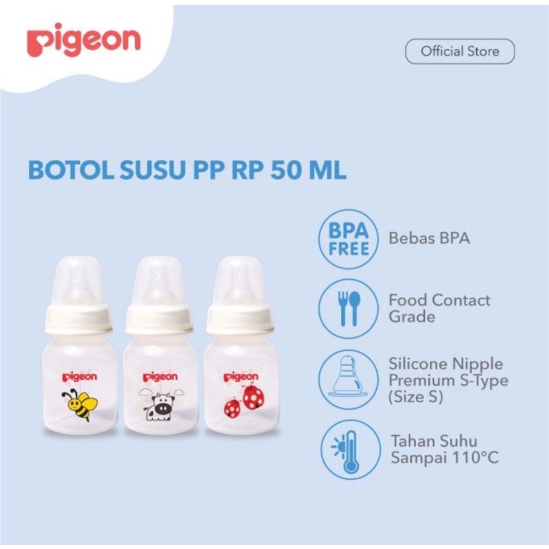 Pigeon Baby Bottle PP RP 50 ml Buy 2 Get 1 Free/Botol Susu Bayi