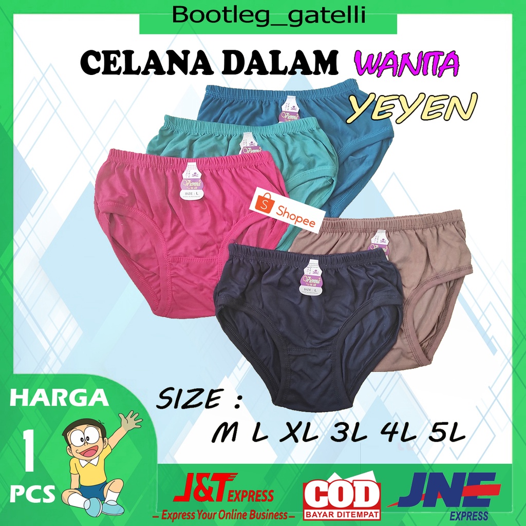 CELANA DALAM / CD / SEMPAK WANITA CEWEK POLOS Size M L XL 3L 4L 5L YEYEN VIENNA murah