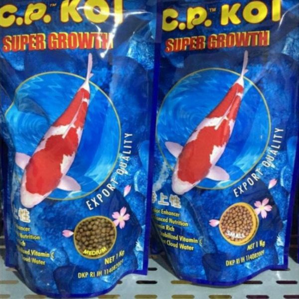 CP KOI SUPER GROWTH 2MM(SMALL) 5MM(MEDIUM) KEMASAN 1KG