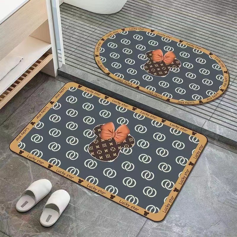 ETFELICEL Velvet Mat SET / Keset Lantai Kaki Bludru Anti Selip Pintu Kamar Mandi