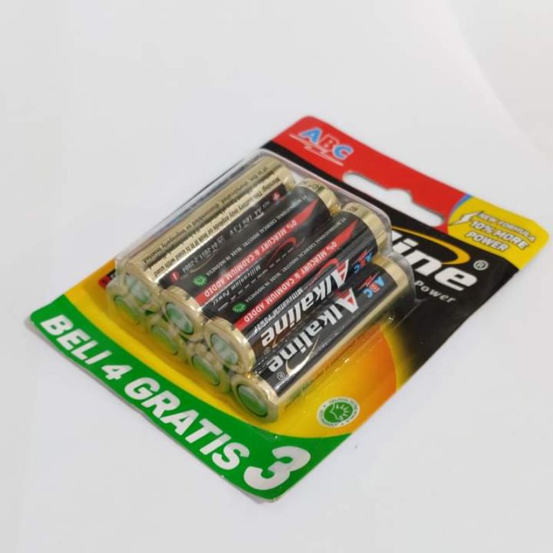 BATU BATTERY BATREI ORIGINAL ABC ALKALINE AA A2 ISI 7 PCS ABC A2