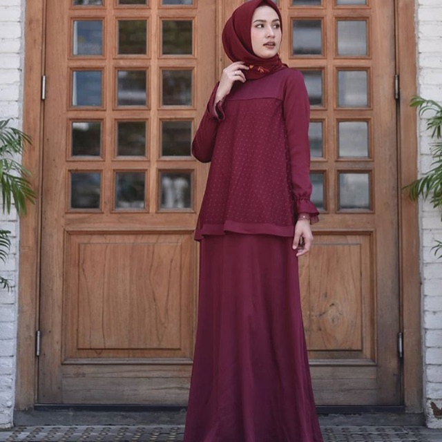 Jasmine Dress by Ainayya.id size S Maroon Busui Preloved 1x pakai