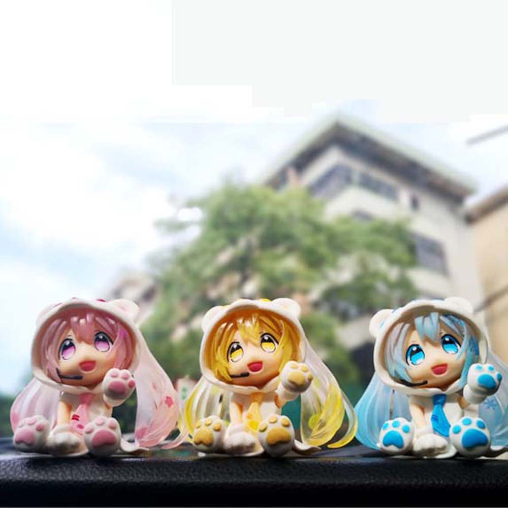 Lanfy Mainan Action Figure Model Anime Miku Hatsune Hatsune Versi Q Bahan Pvc Untuk Aksesoris Mobil