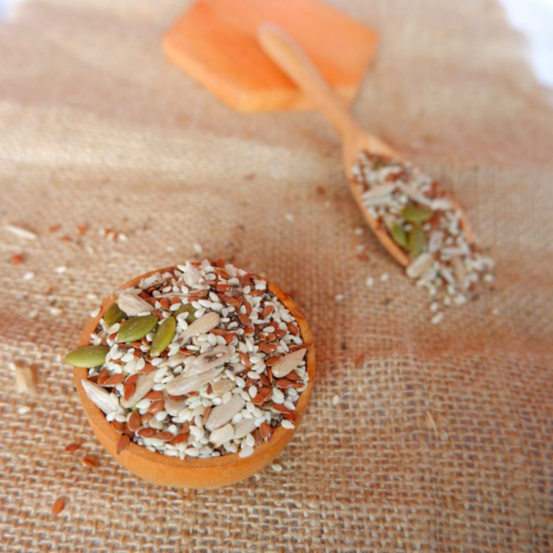 

Mixseed (Biji-bijian Campur) 100gr / Chia seed, Flax seed, Sunflower seed, Pumpkin seed, sesame seed