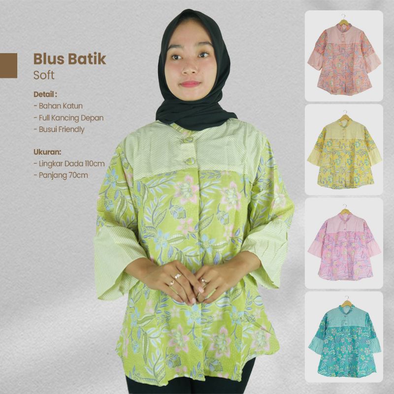 Blus Batik Wanita Gotik Warna Soft- Naira Batik