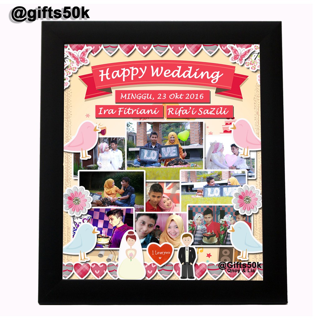 

Scrapframe kado pernikahan desain pink elegan