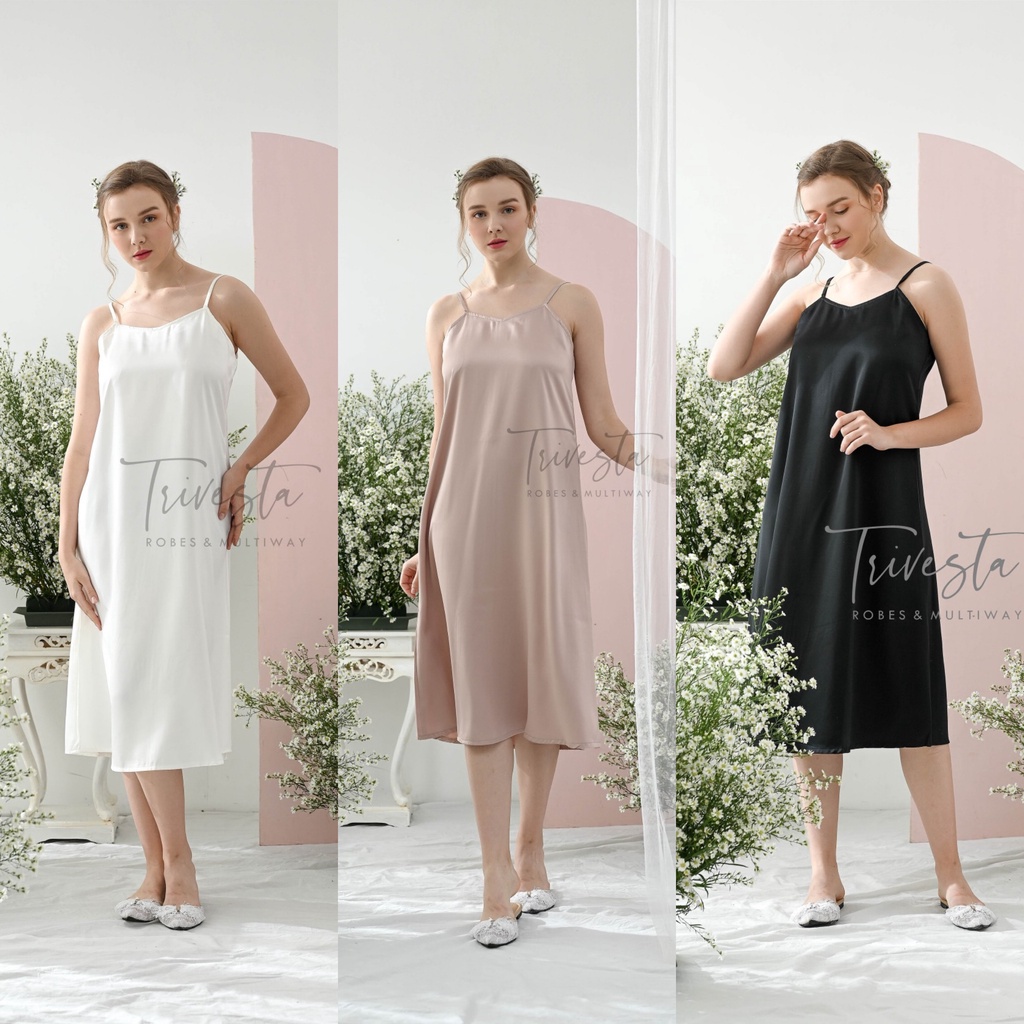 Trivesta Robes - Dress Inner (Type 7/8 ) / Dalaman / Camisole Untuk Kimono Robe With Zipper | Broken White Nude Black