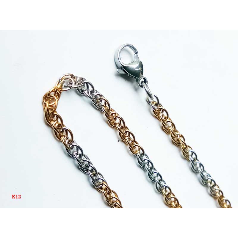 VeE Rantai Kalung Titanium 316L Stainless Steel Silver  Gold 30mm x 700mm  - K12