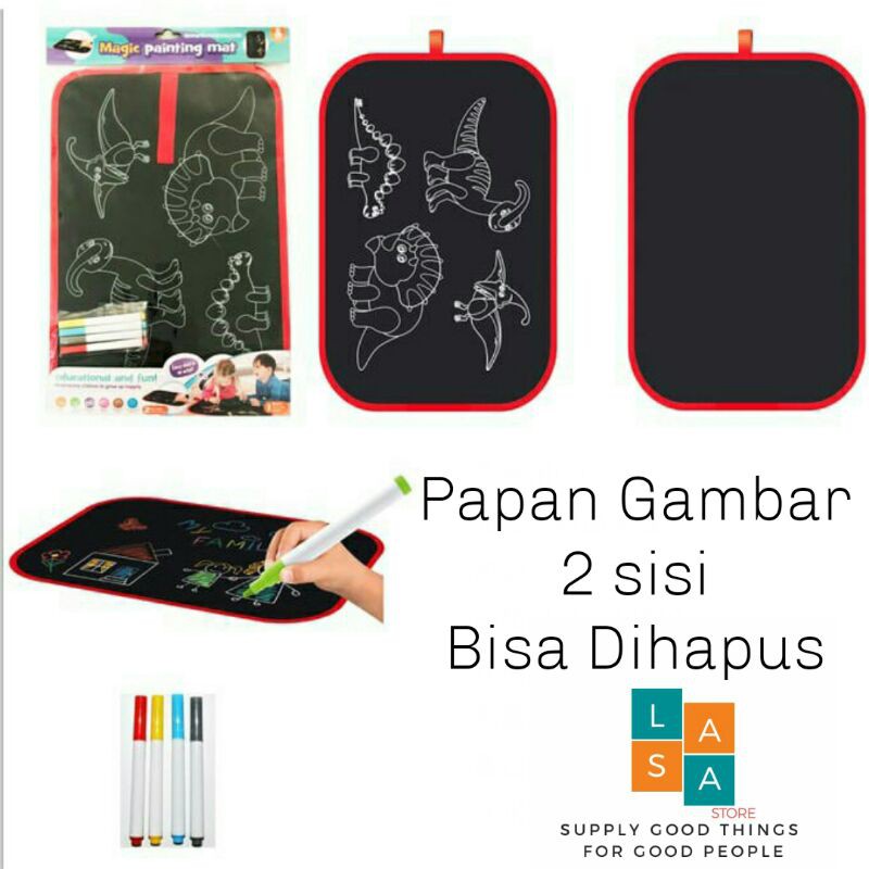 

[LASA] Papan Gambar 2 Sisi Bisa Dihapus - Magic Painting Board - Mainan Edukasi Papan Tulis