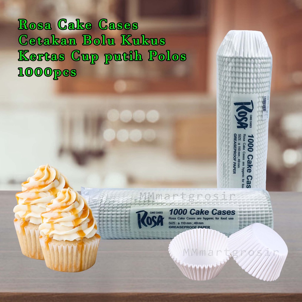 Rosa Cake Cases / Cetakan Bolu Kukus / Kertas Cup putih Polos / 1000pcs