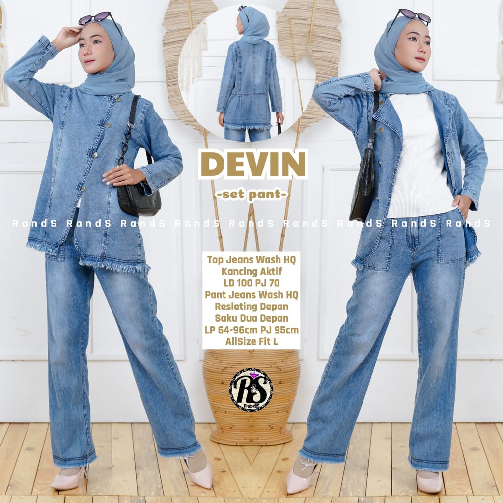 SET Pants Kulot Jeans DAVIN premium BY Rands ORI LD 100 Pj 70
