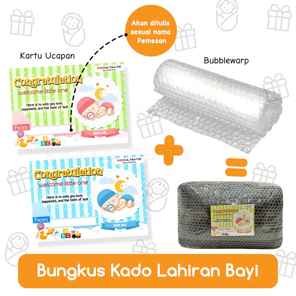 Kartu Ucapan Lahiran Ulang Tahun Bayi Baru lahir Kemas kado (Bubble Wrap + Kartu ucapan) Card Baby